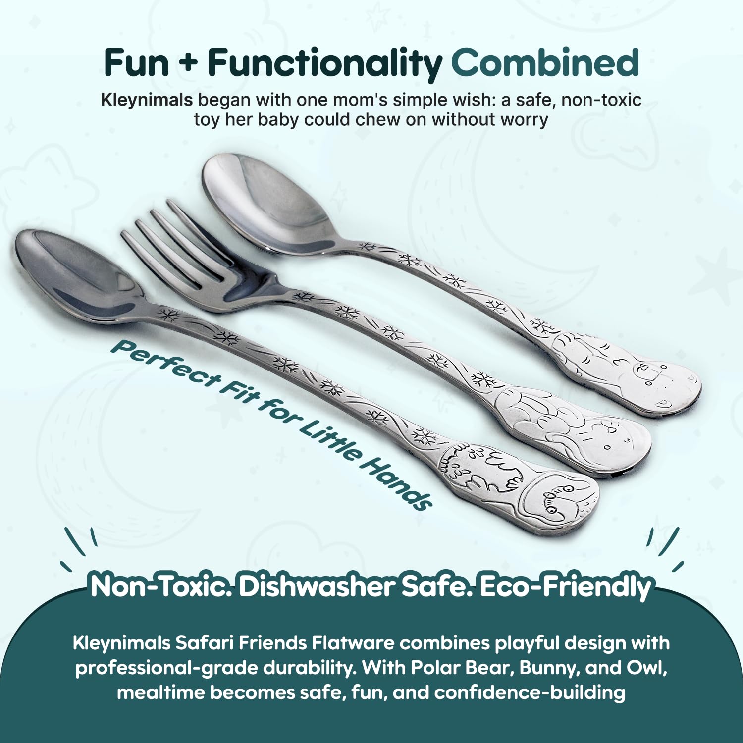 Kleynimals Arctic Friends polar bear spoon ideal for self-feeding with strong stainless steel.