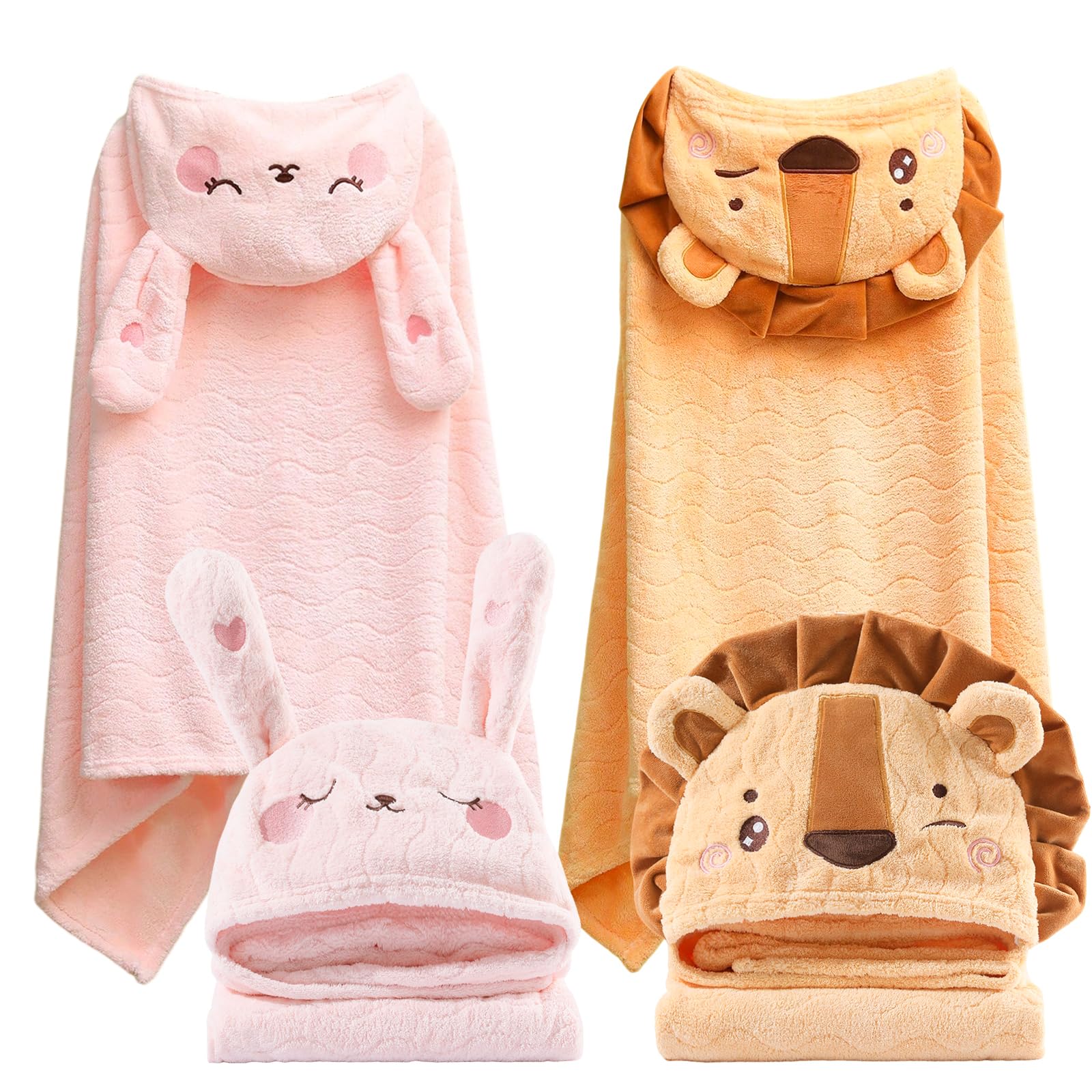 KLHYIT coral fleece hooded towel with soft touch for babies after baths