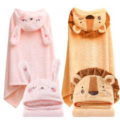 KLHYIT coral fleece hooded towel with soft touch for babies after baths