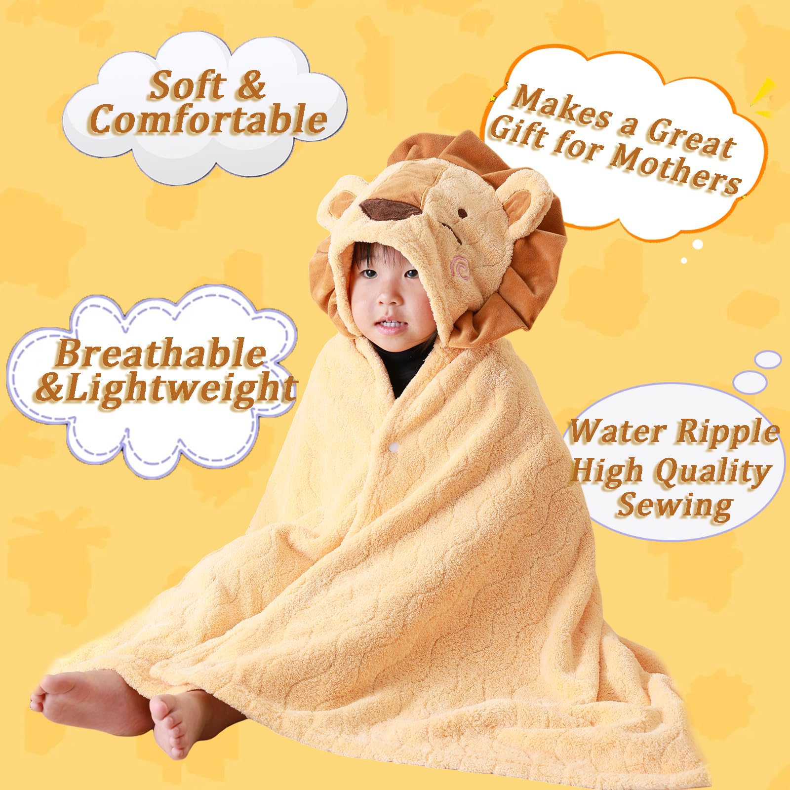 KLHYIT large 55-inch towel fully wraps growing toddlers