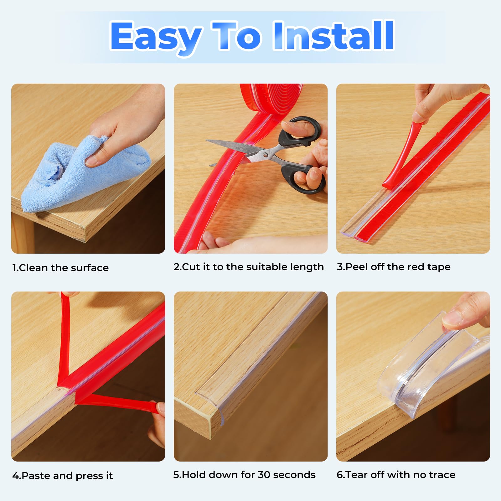 Kloejaa edge corner protector clear profile blends with furniture aesthetics while guarding edges.
