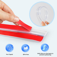Kloejaa baby proof edge protector adheres securely to various surfaces.