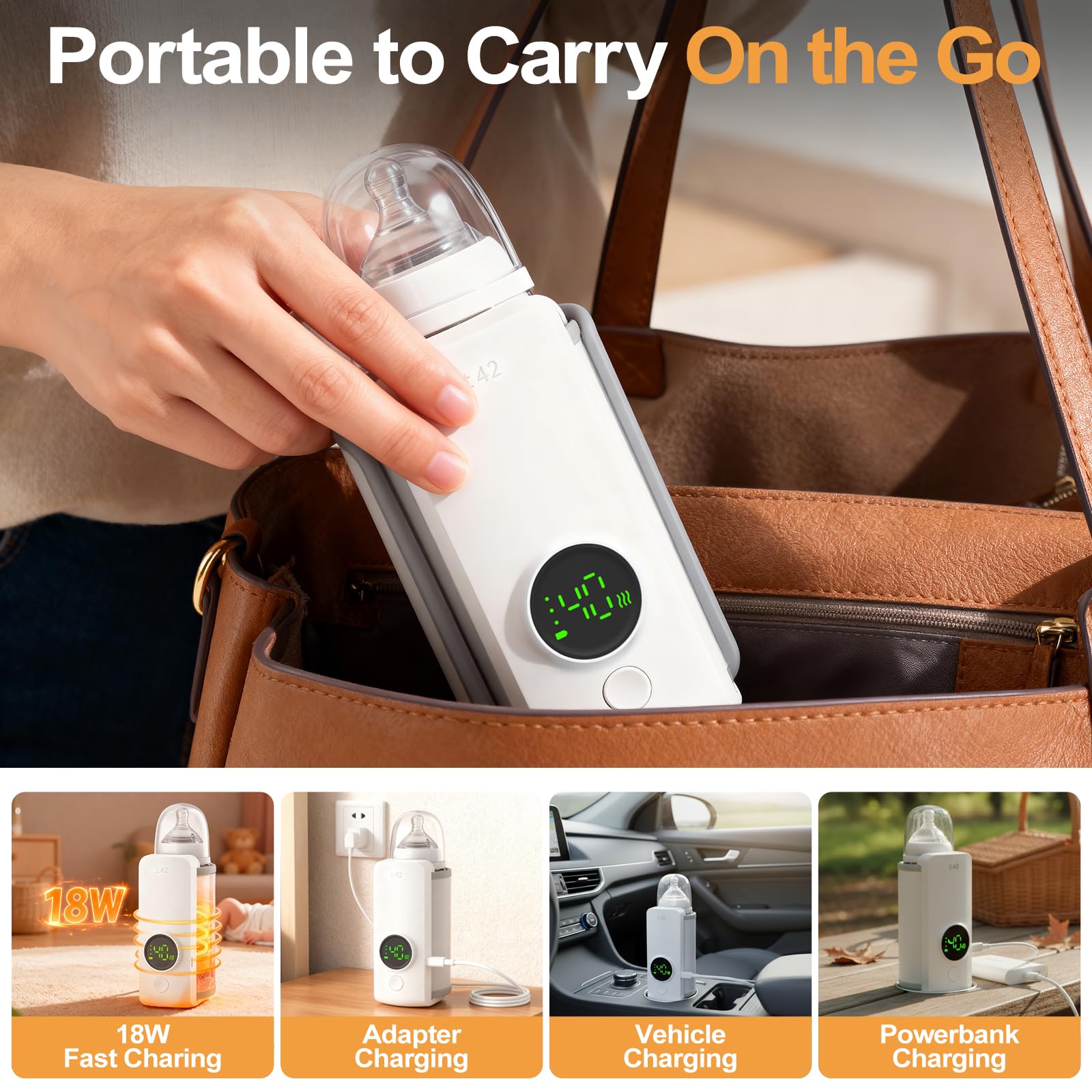 KLOMBIO USB charging cable included for travel and outdoors.