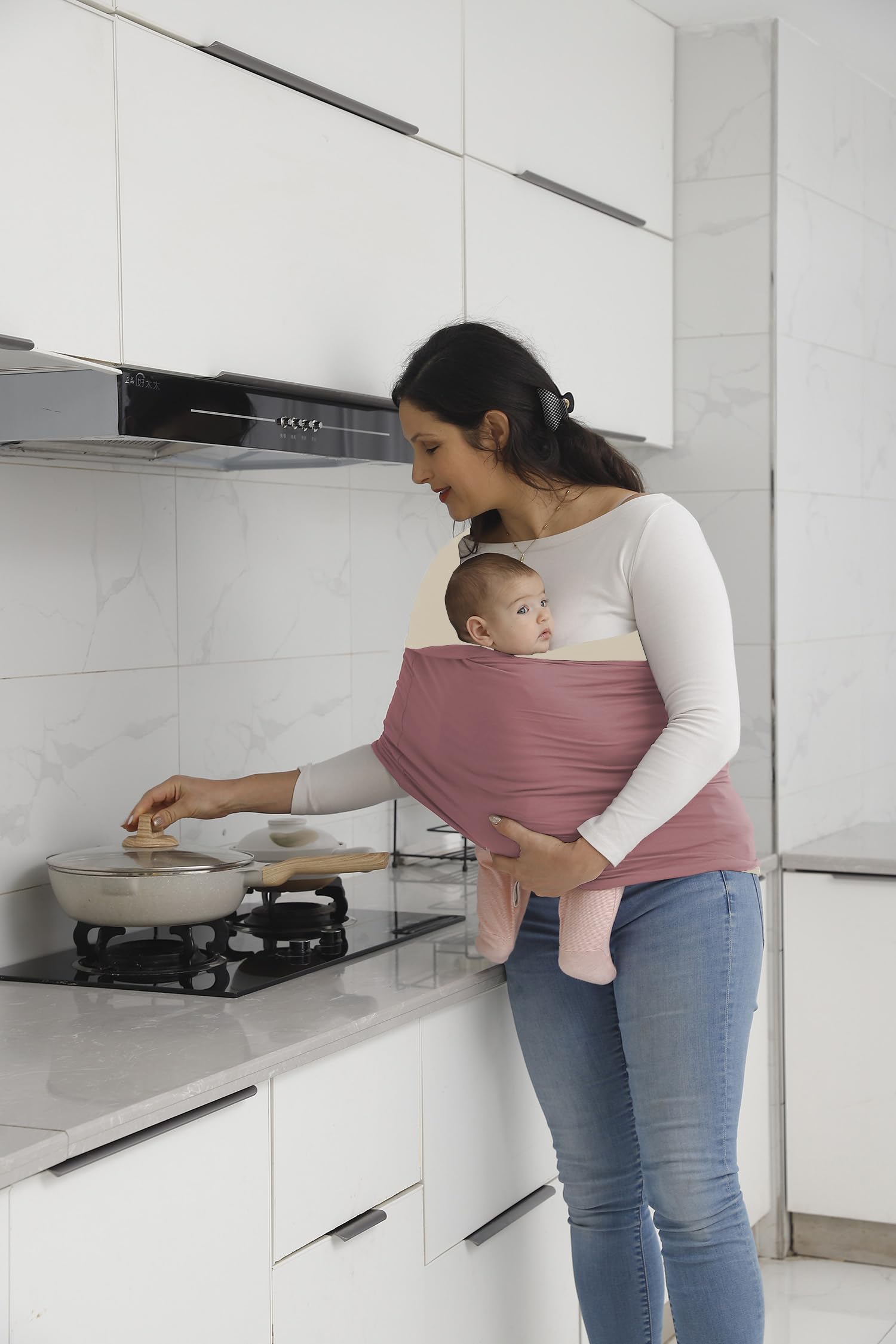 Kloovete Baby Wrap Carrier lightweight breathable fabric for warm days.
