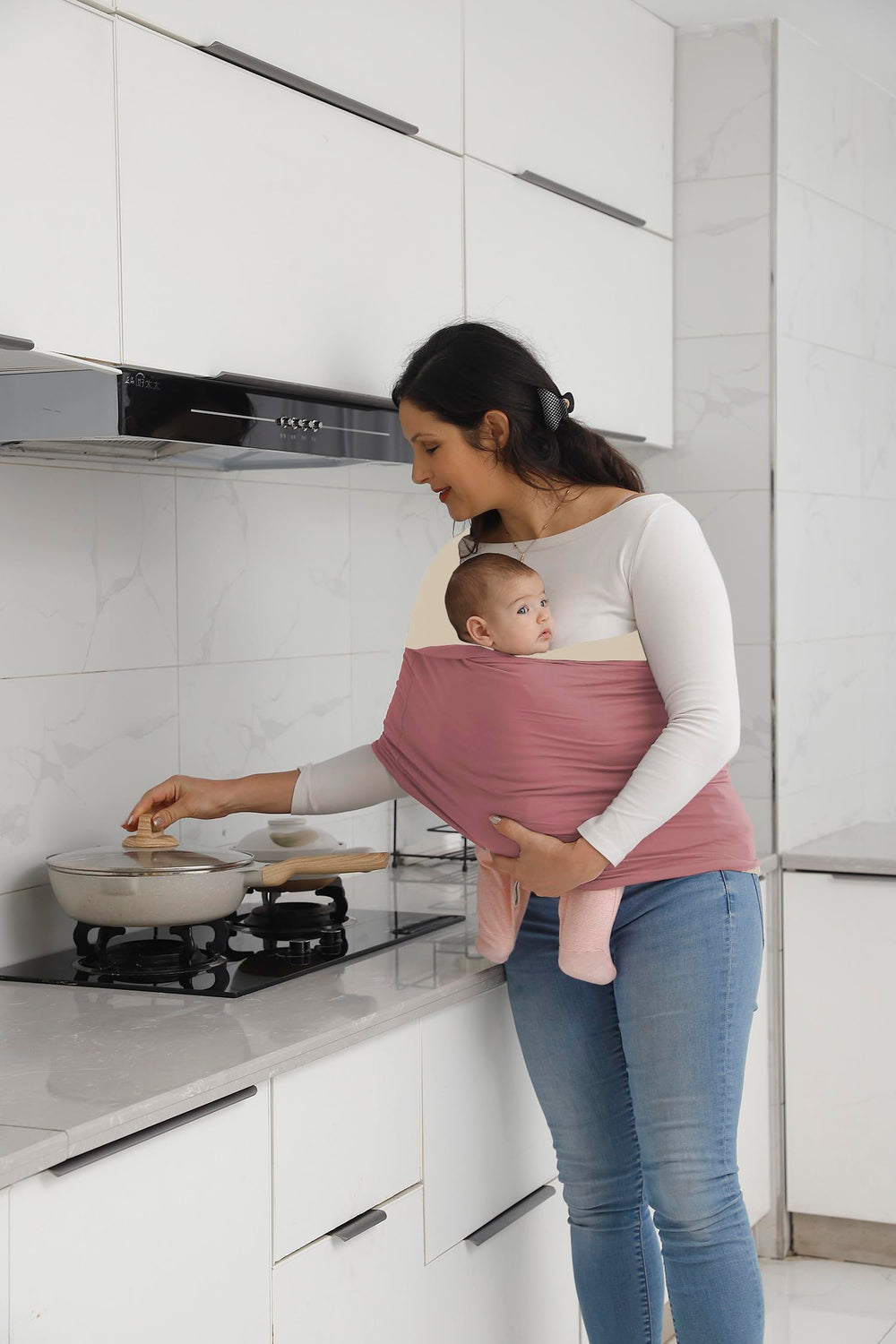 Kloovete Baby Wrap Carrier lightweight breathable fabric for warm days.