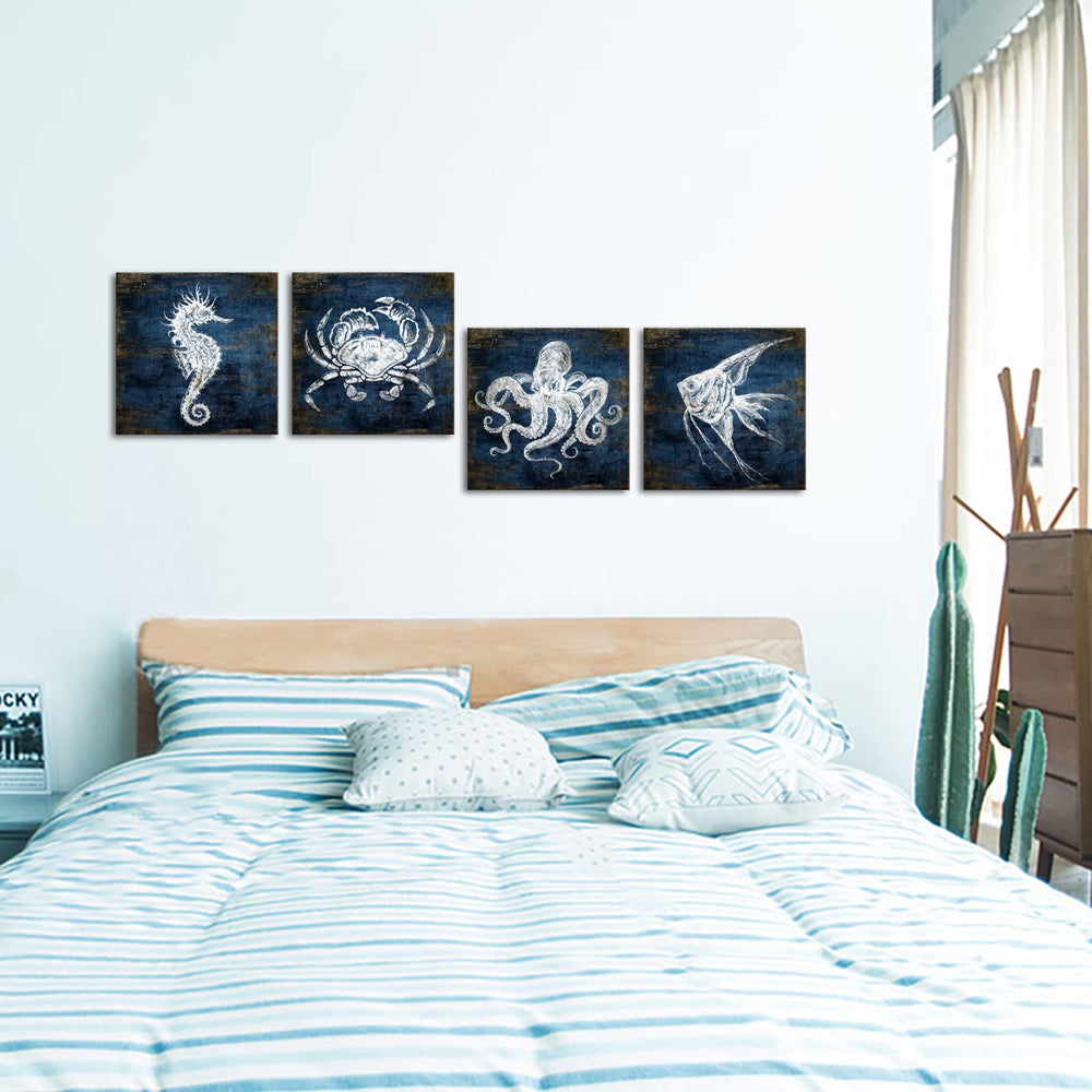 KLVOS navy blue crab art print brightens kids spaces