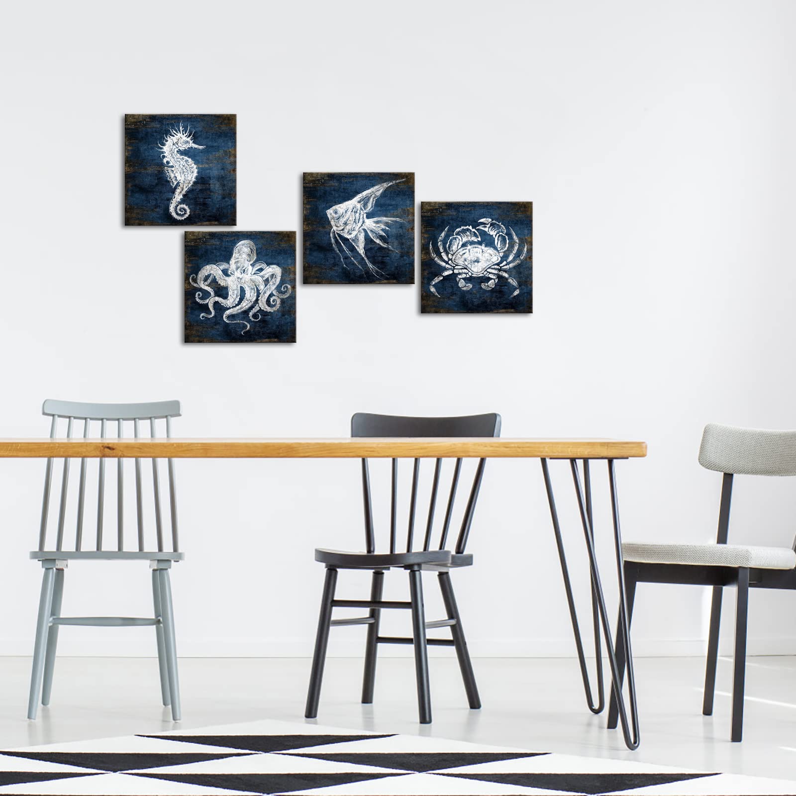 KLVOS navy blue wall art suits living rooms with elegance