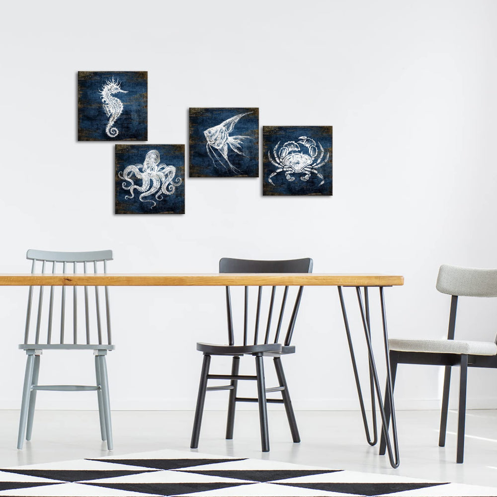 KLVOS navy blue wall art suits living rooms with elegance