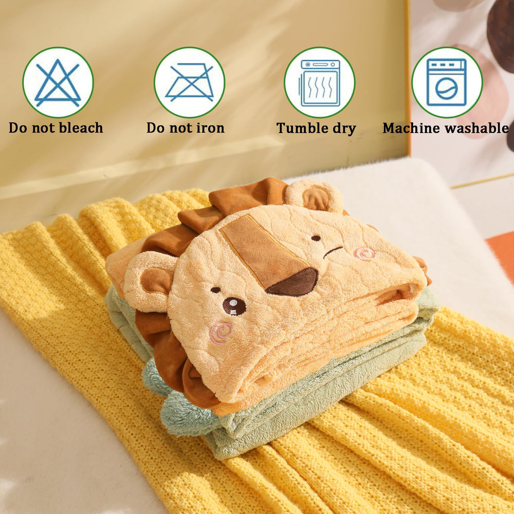 kmilro hooded towel with animal face design adds bath time fun.