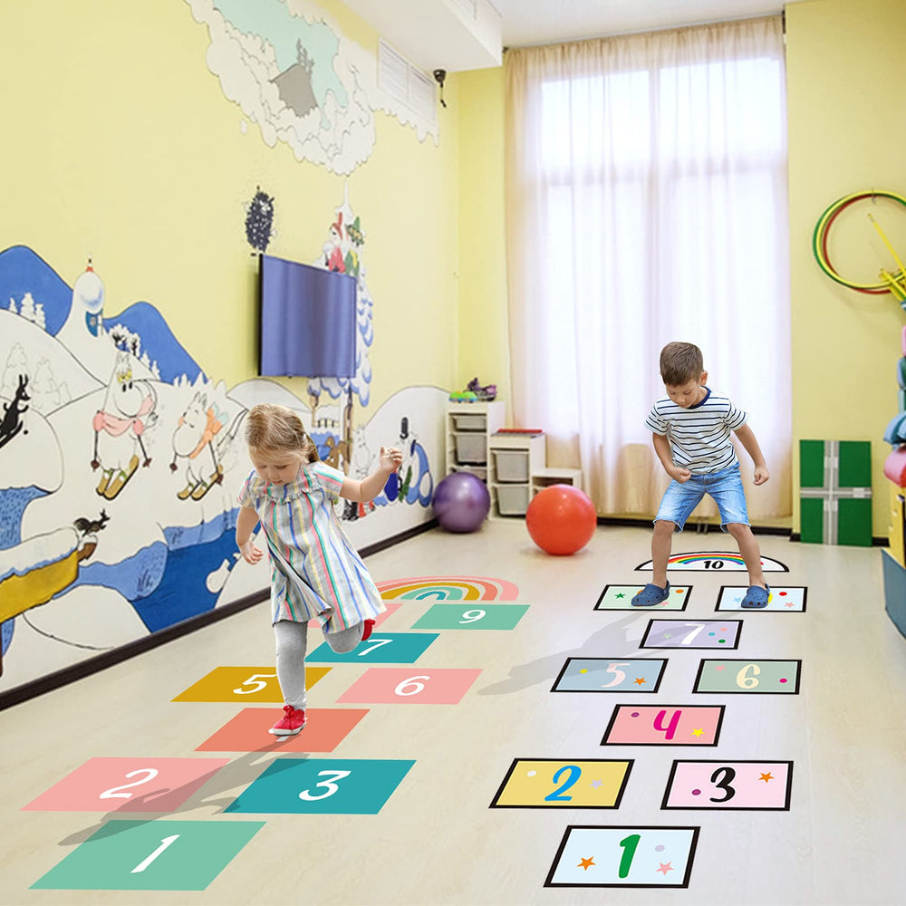 KMOTASUO 20-number hopscotch floor decal for kids, durable and easy to apply.