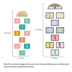 KMOTASUO kids playing hopscotch decal on smooth floor boosts active play.