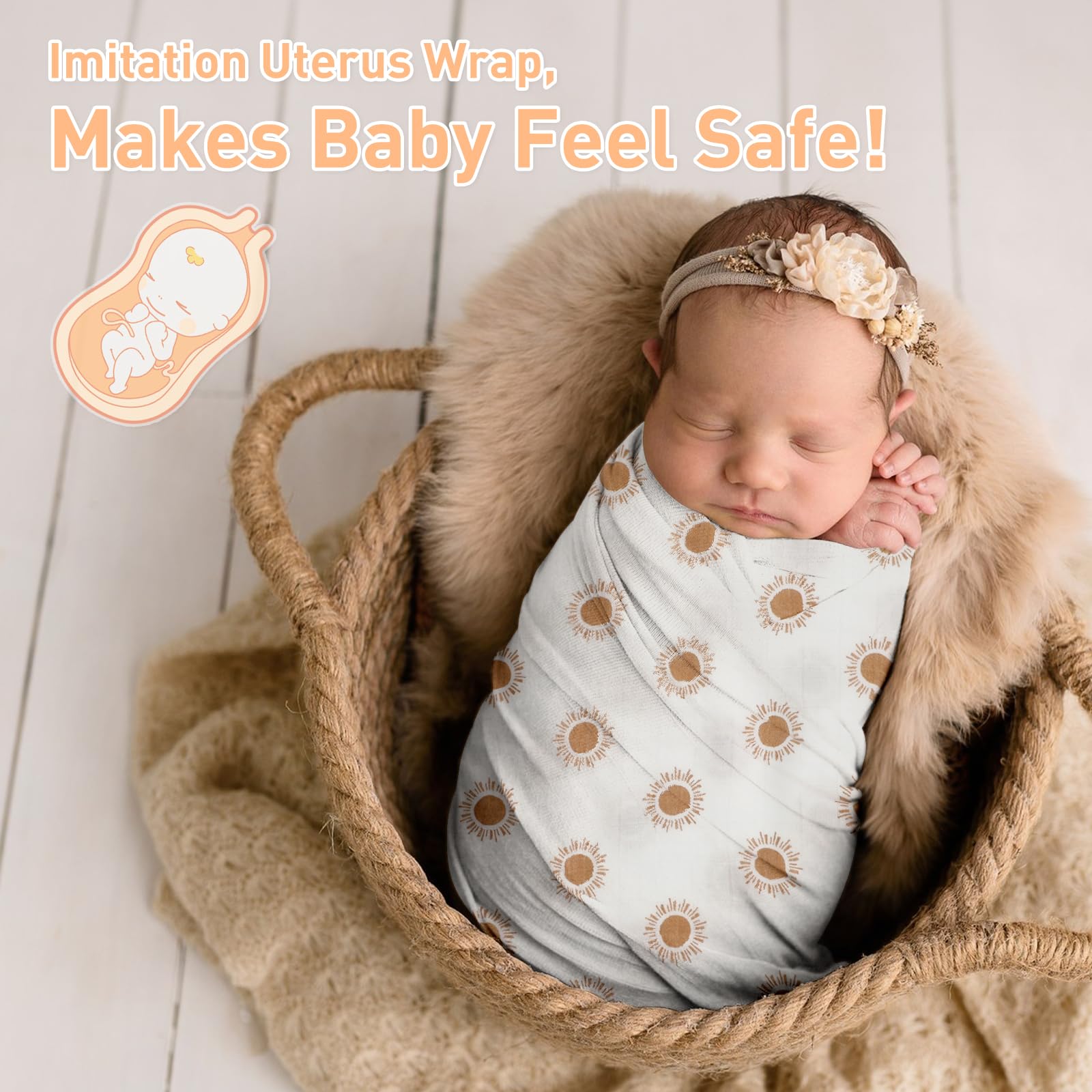 Knirose 47x47 inch swaddle blanket with generous wrapping space.
