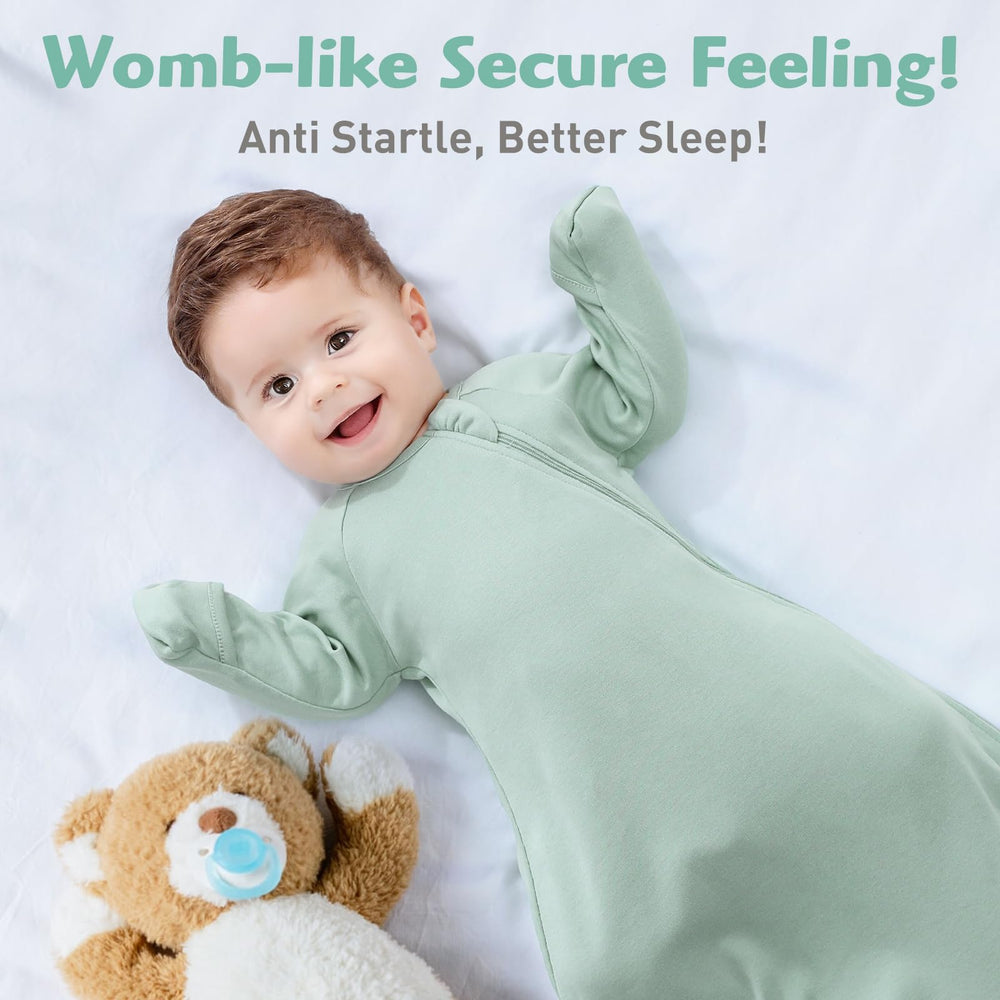 Knirose snug-fit swaddle showing womb-like comfort for calm sleep.