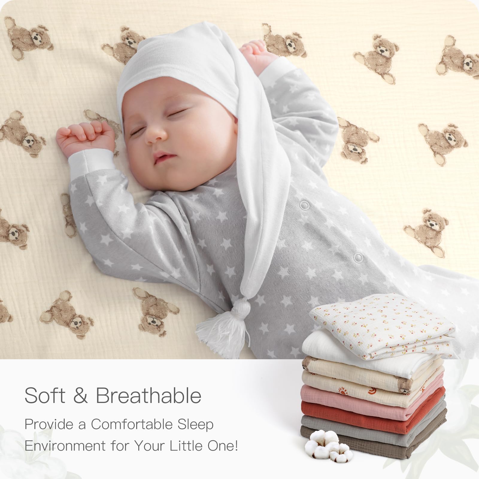 Knirose crib sheet with 360-degree elastic secure fit