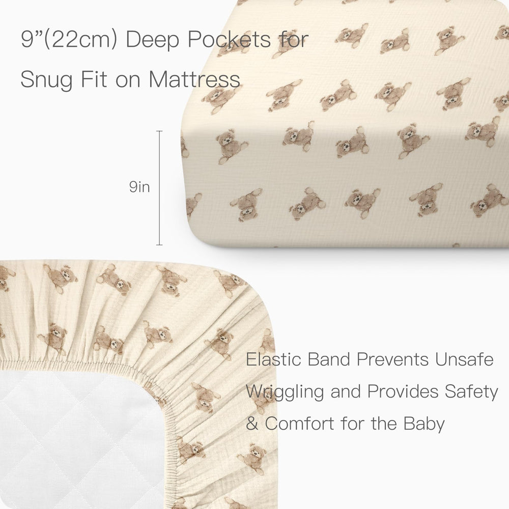 Knirose neutral boho print crib sheet adds versatile nursery decor
