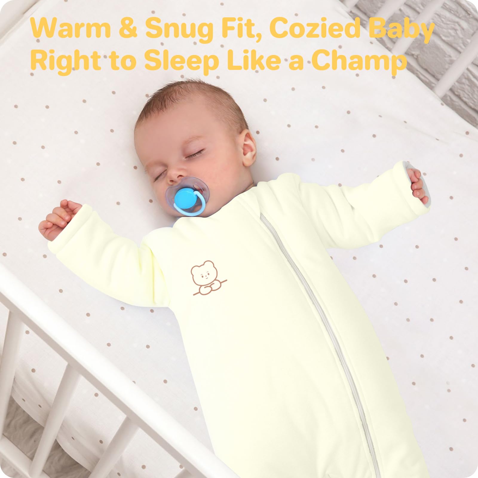 Knirose Sleep Sack with side zip enabling easy diaper changes without waking baby.