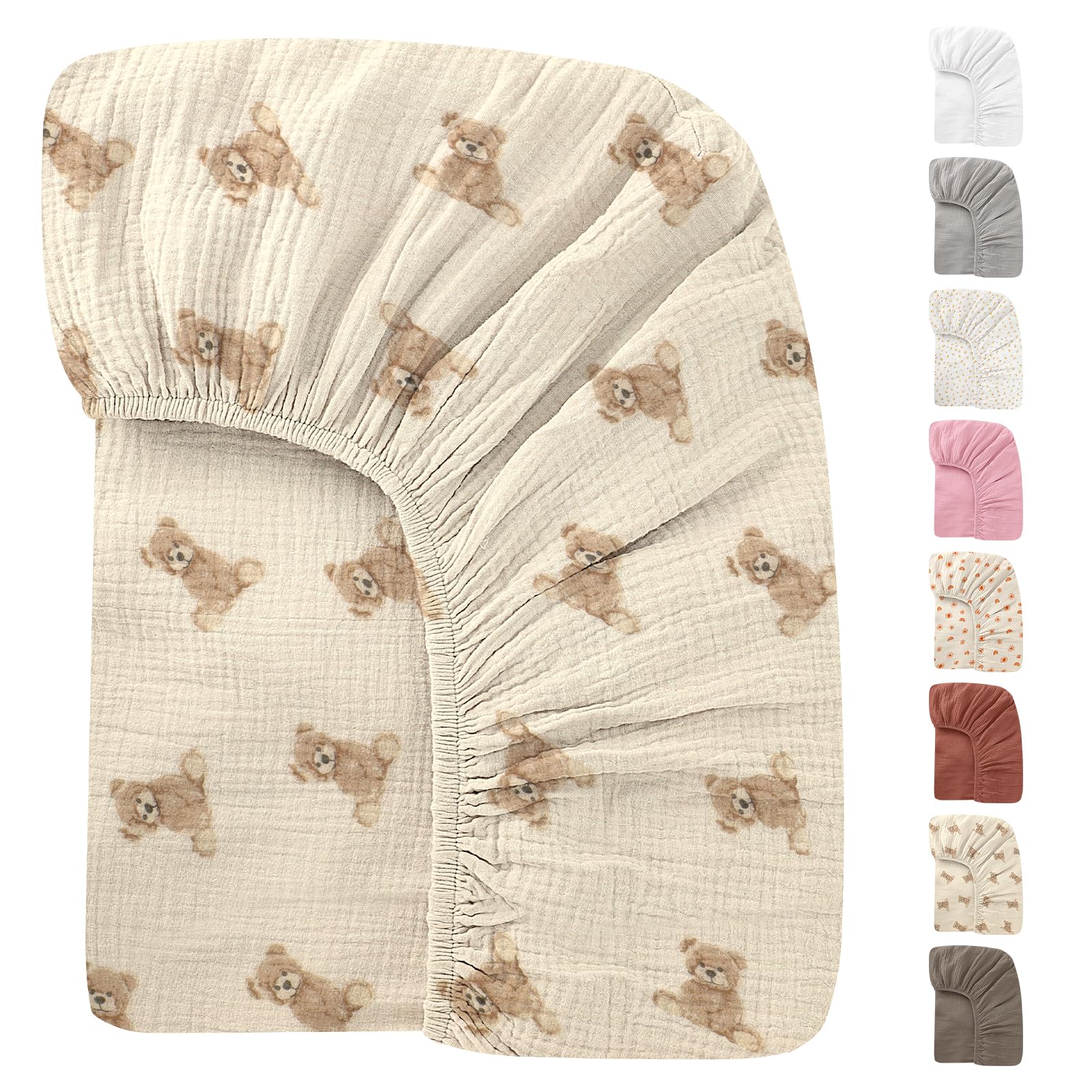 Knirose premium soft cotton muslin crib sheet snugly fits standard 28x52 mattress