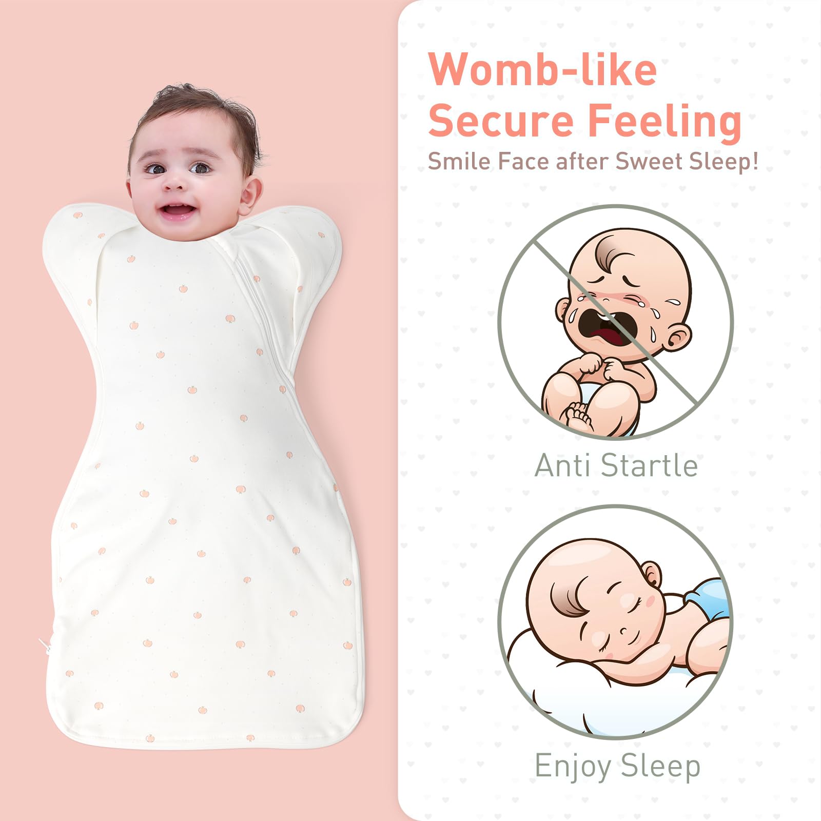 Knirose sleep sack with side-to-bottom zipper enables easy night changes