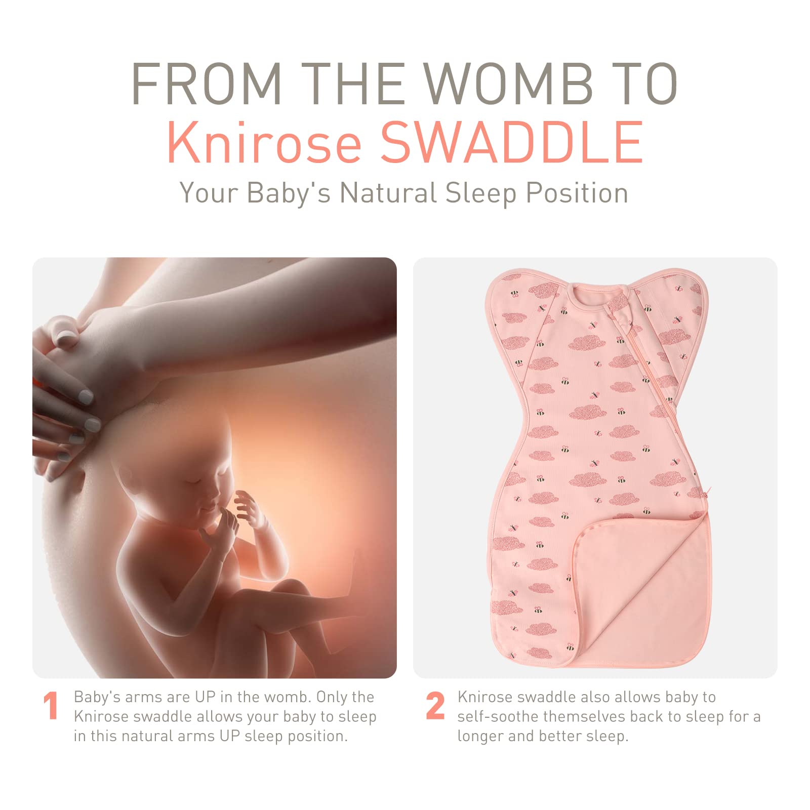 Knirose 4-way stretch fabric provides gentle, breathable comfort.