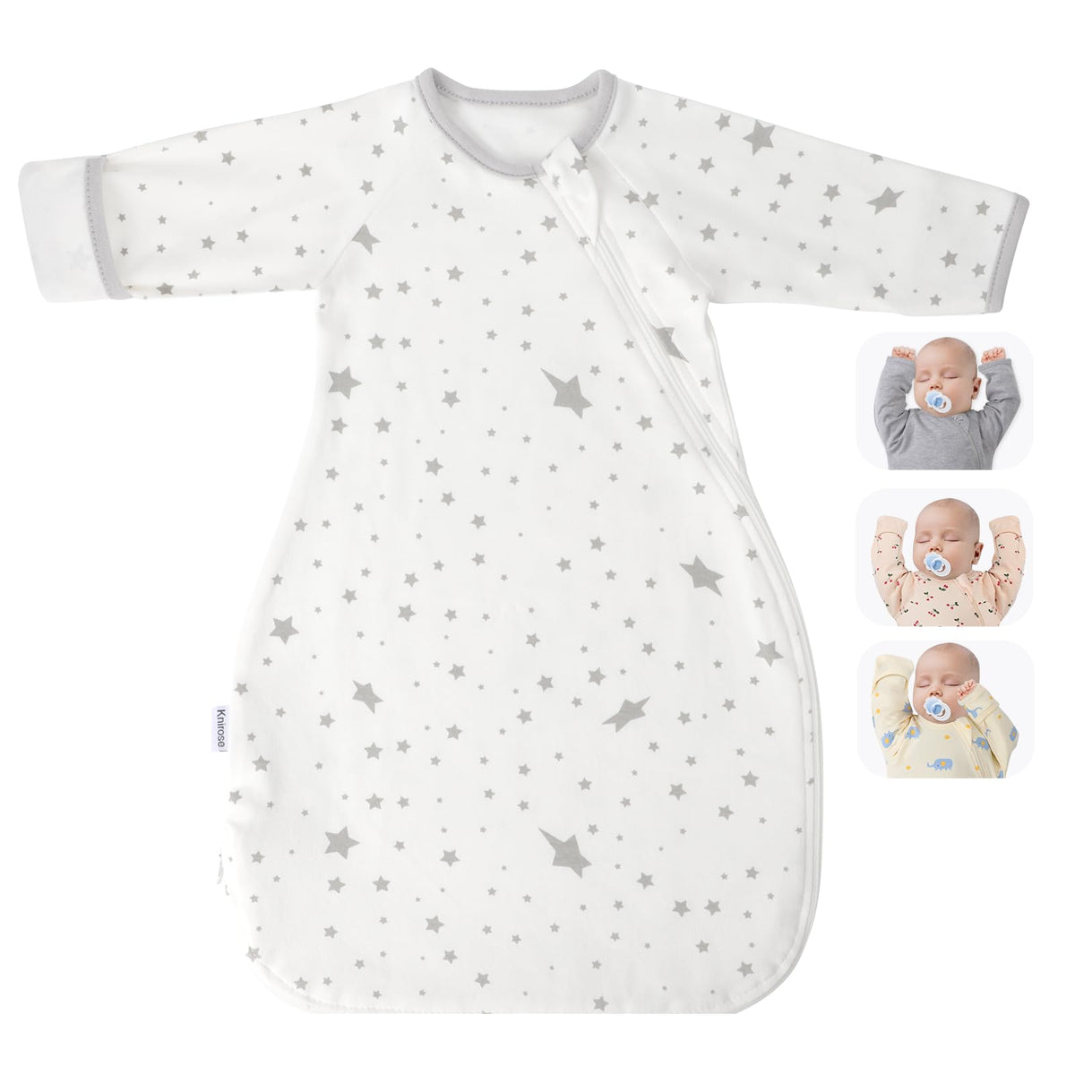 Knirose Transitional Swaddle Sack with arms-up design supports comfortable sleep.