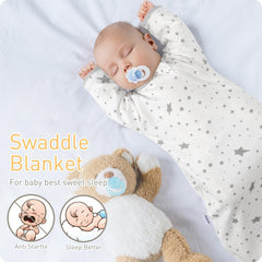 Knirose swaddle sack with mitten cuffs provides gentle hand coverage.