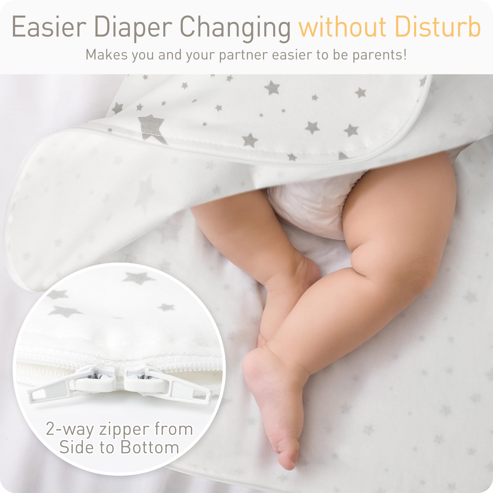 Knirose Transitional Swaddle Sack shows snug cotton knit for secure sleep.