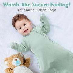 Knirose wearable blanket swaddle with two-way zipper for easy night changes.
