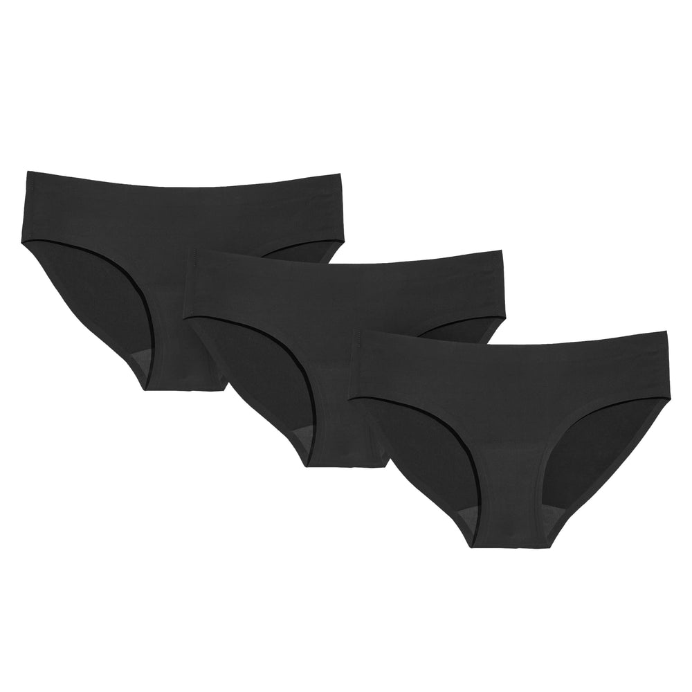 KNIX Super Leakproof Bikini front view showing sleek black design for daily wear