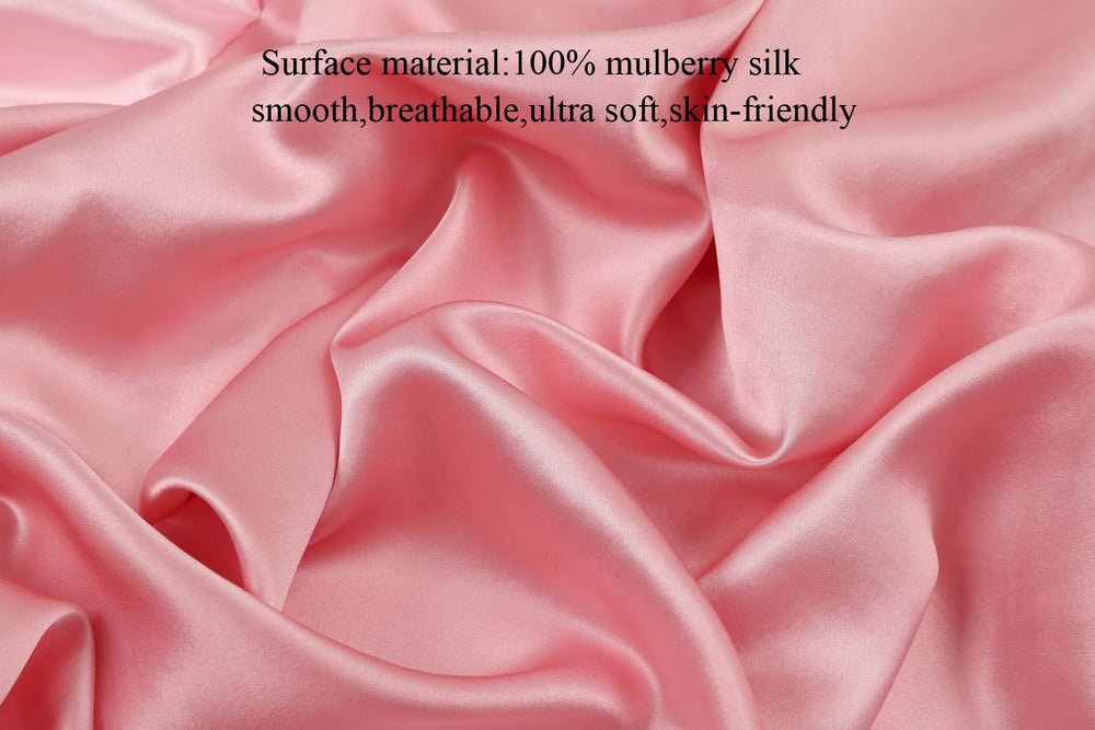 Knlpruhk silk fabric close-up reveals sumptuous fibers for gentle touch.
