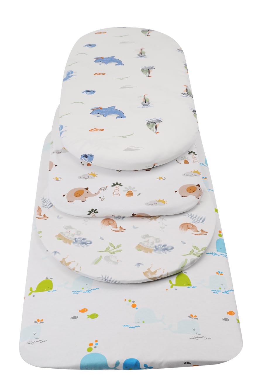 Knlpruhk whale-pattern bassinet sheet for cozy bedtime routines