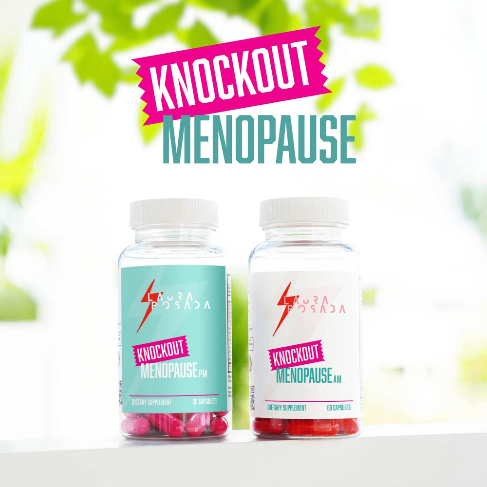 Knockout Menopause day and night formulas showcased together.