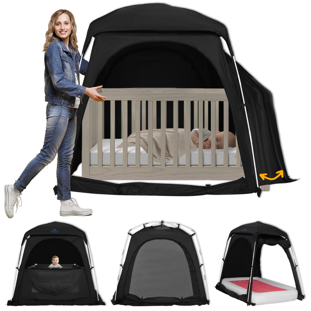 KNOCLOC Baby Blackout Tent for Crib blocks light for daytime naps