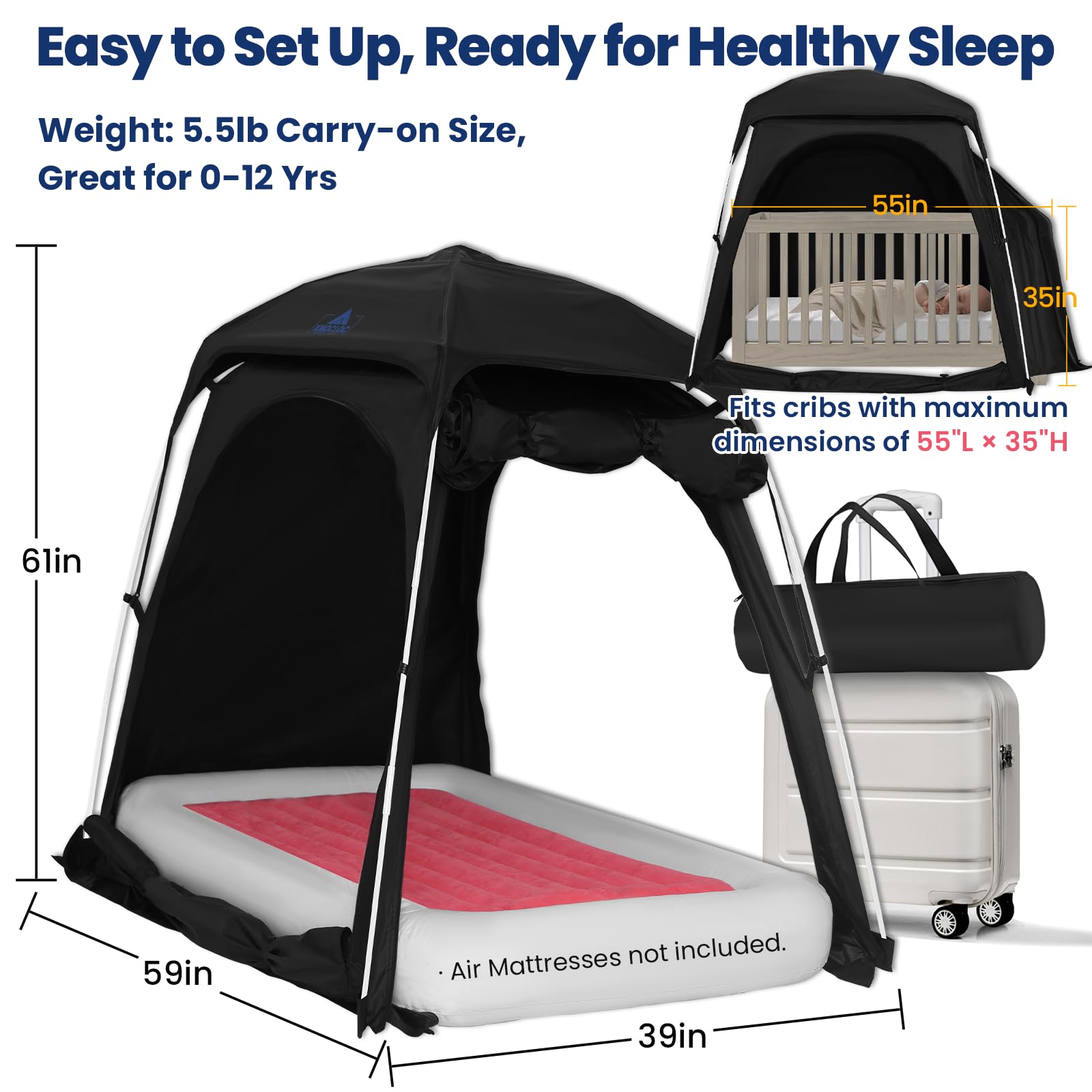 KNOCLOC Baby Blackout Tent Pack N Play supports travel sleep solutions