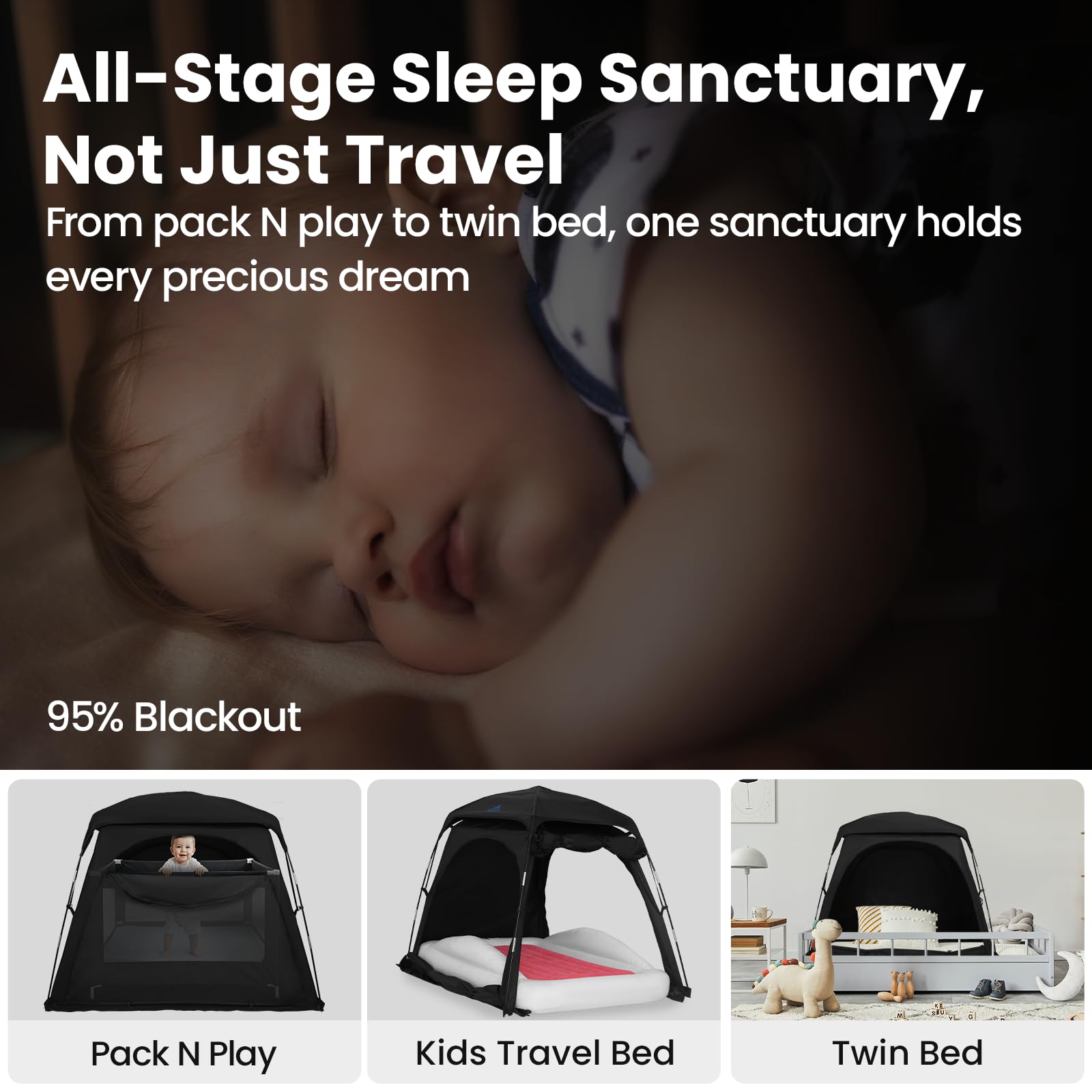 KNOCLOC blackout sleep tent with fan port for cooling access