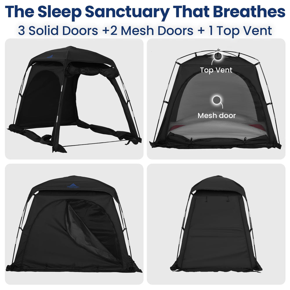 KNOCLOC blackout sleep tent mesh doors for breeze and mosquito protection