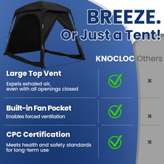 Knocloc sensory tent with breathable mesh roof improves airflow