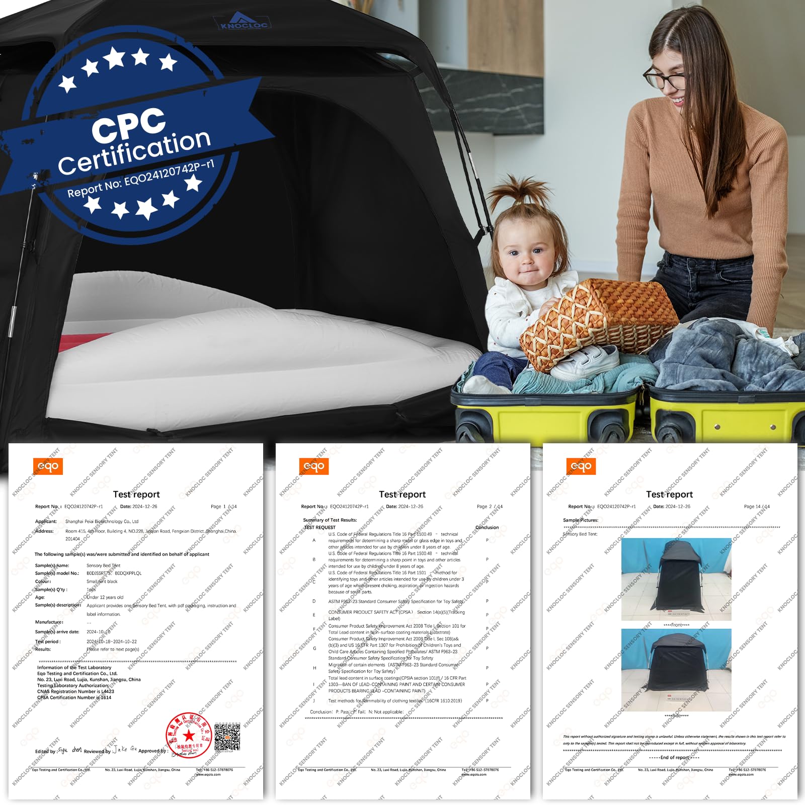 Knocloc portable sensory tent folds compactly for travel and hotels
