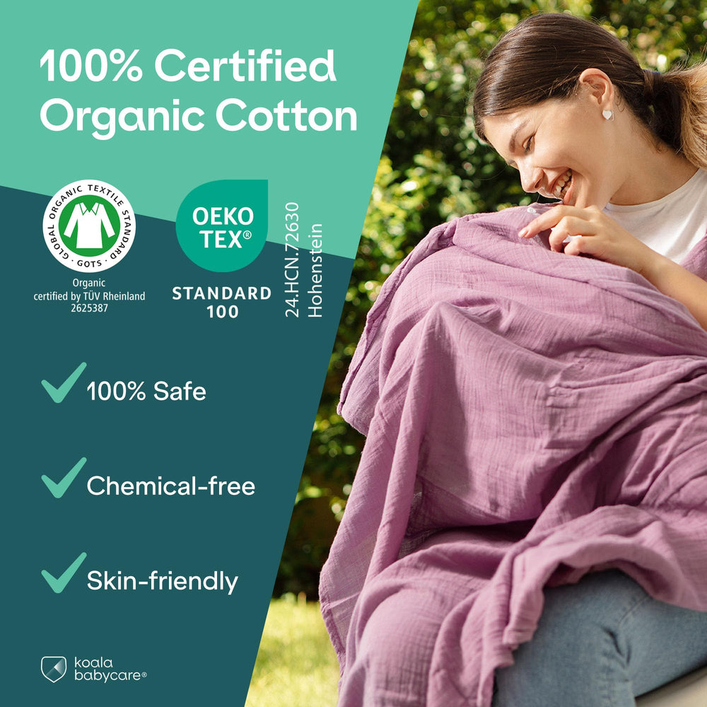 Koala Babycare absorbent burp cloths dry quickly for on-the-go feeding.