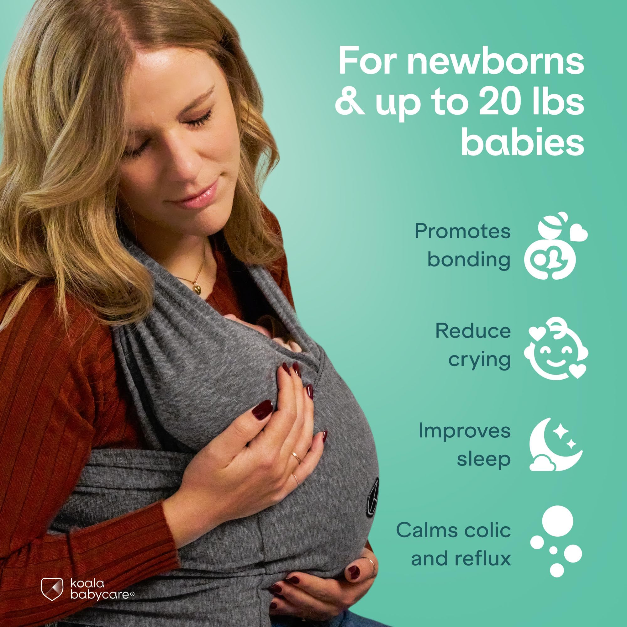 Koala Babycare one-size-fits-all wrap grows with your baby.