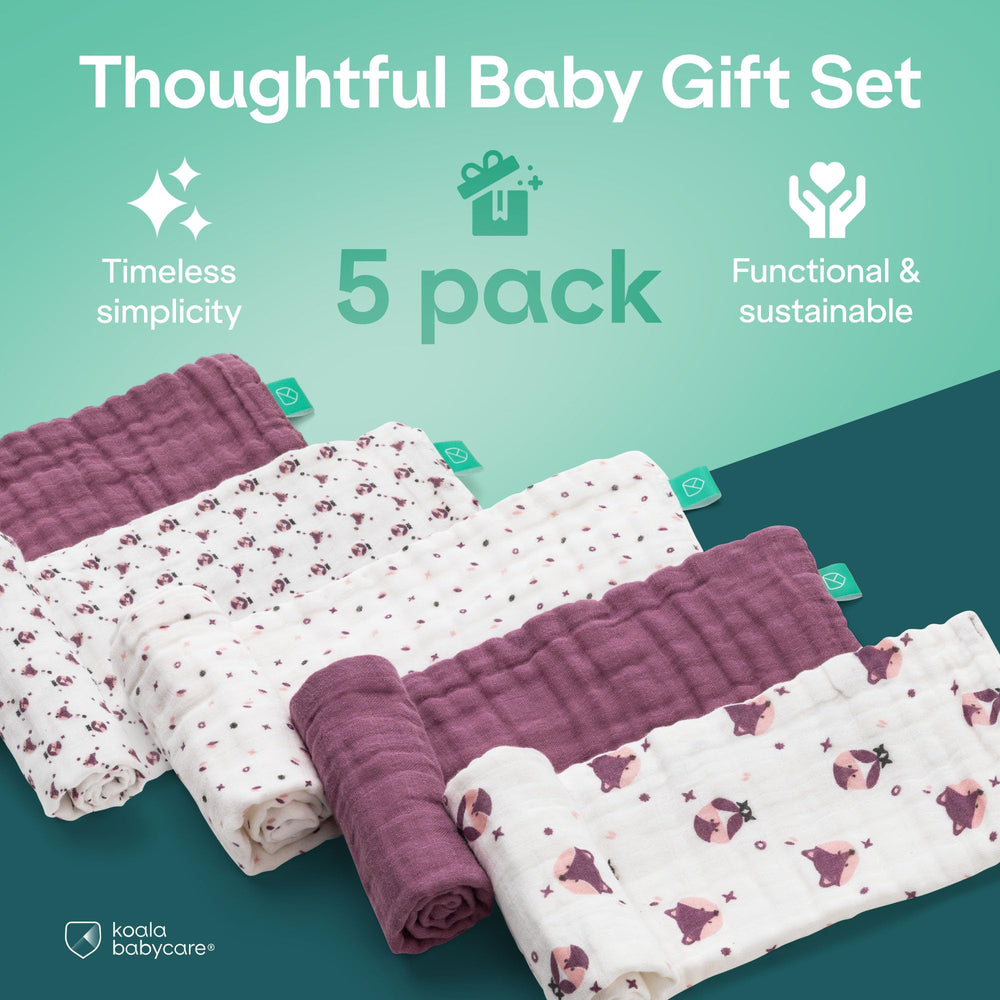 Koala Babycare organic-certified burp cloths use safe materials daily.