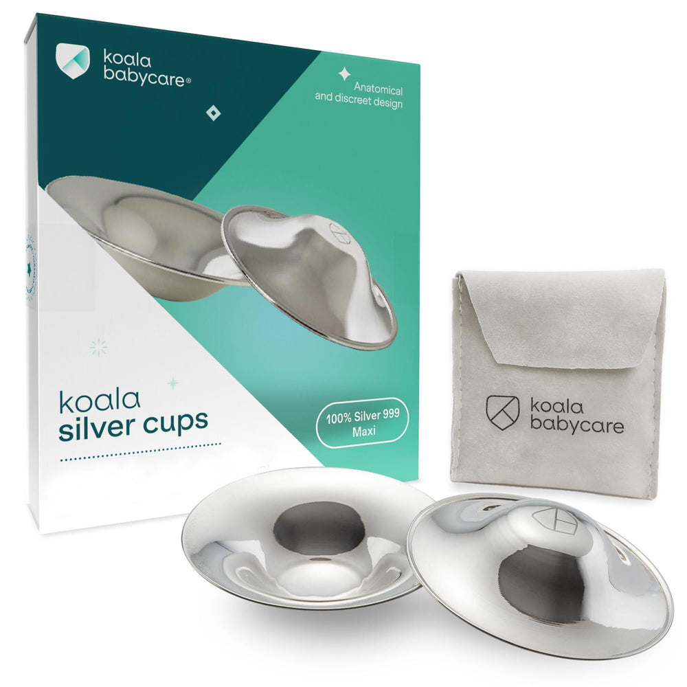 Koala Babycare original nursing cups silver regular size for comfortable nursing.