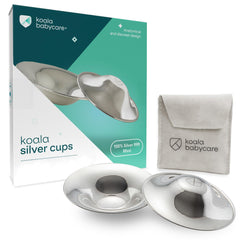 Koala Babycare original nursing cups silver regular size for comfortable nursing.