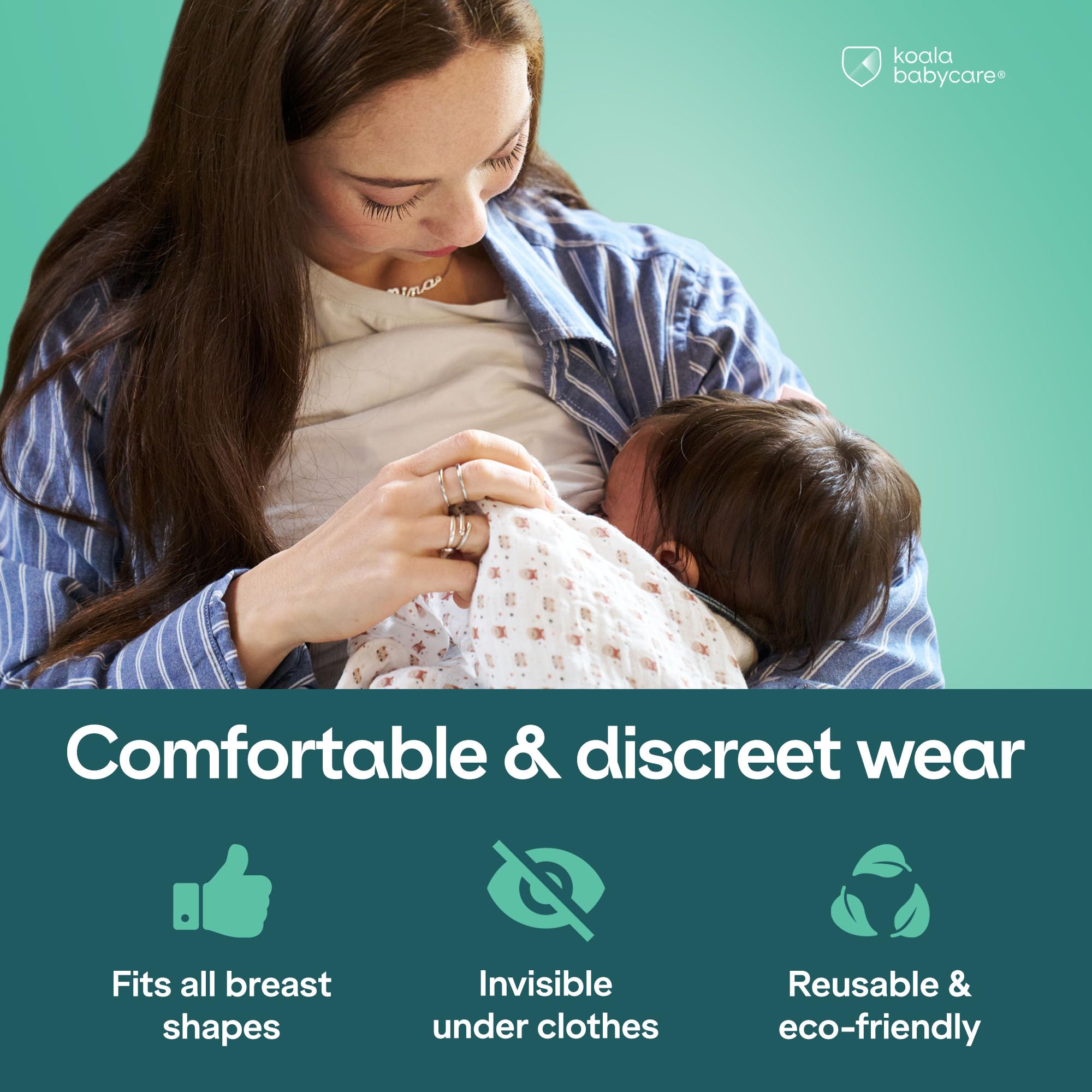 Koala Babycare Silver Nursing Cups discreet under clothes; near-invisible fit.