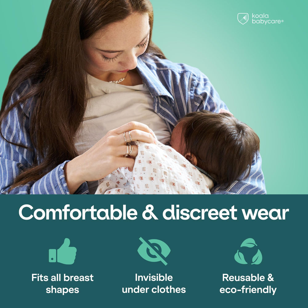 Koala Babycare Silver Nursing Cups discreet under clothes; near-invisible fit.