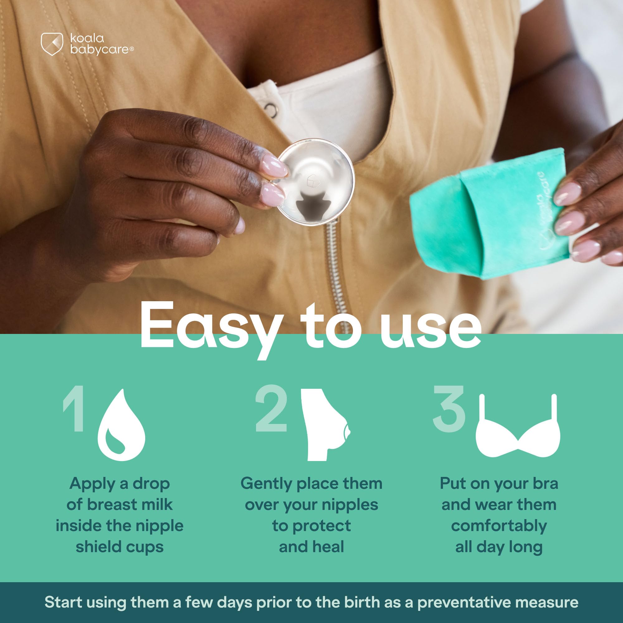 Start using Koala Babycare silver cups a few days before birth.