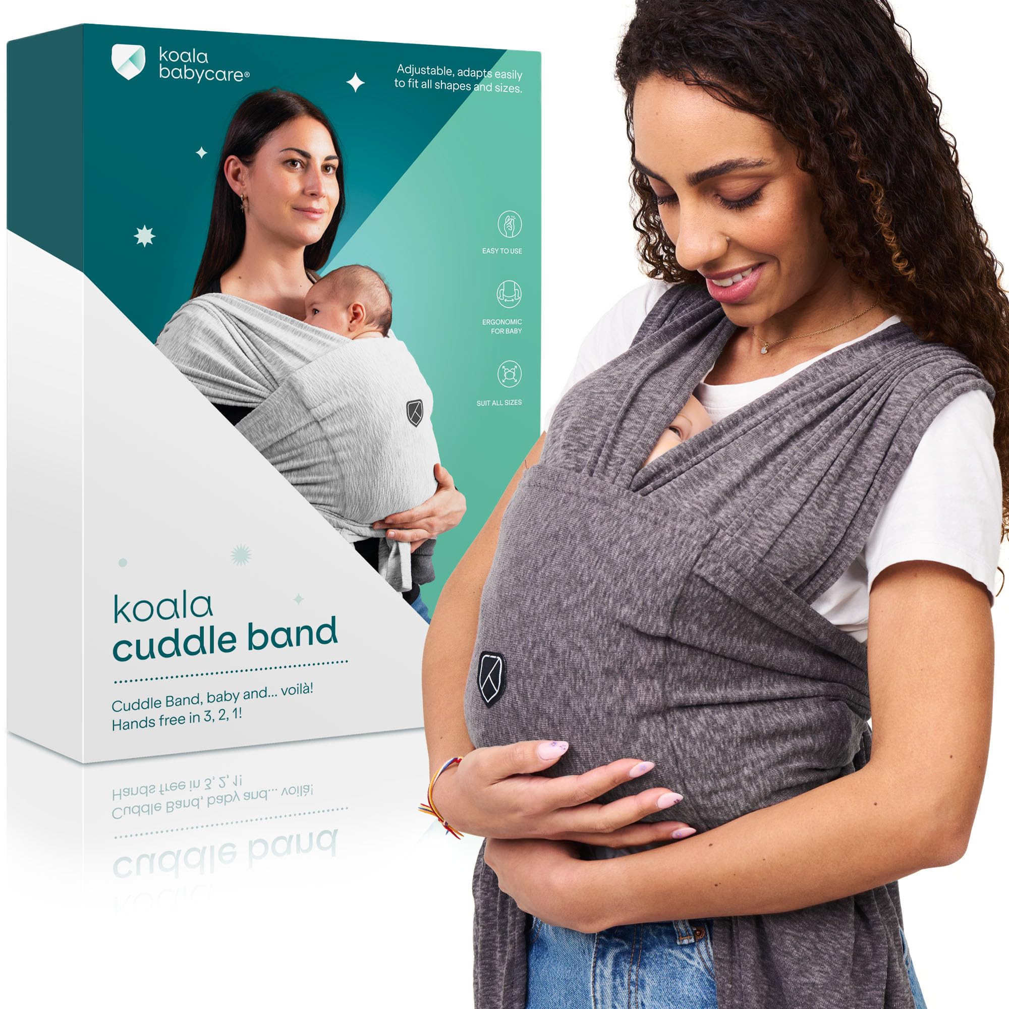 Koala Babycare wrap worn like a T-shirt for quick, clean wear.
