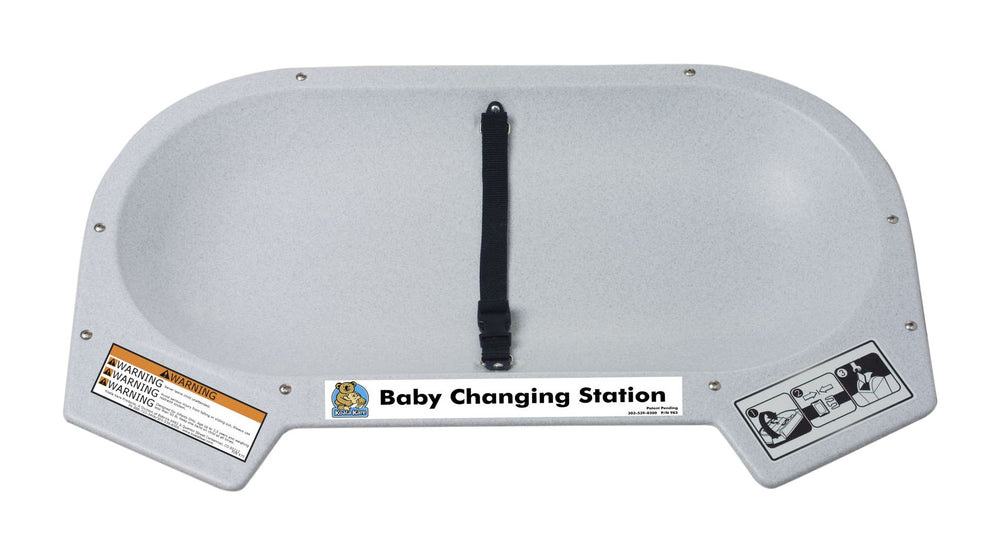 Koala Kare KB112-01RE recessed countertop changing station with safety strap for safe diaper changes.