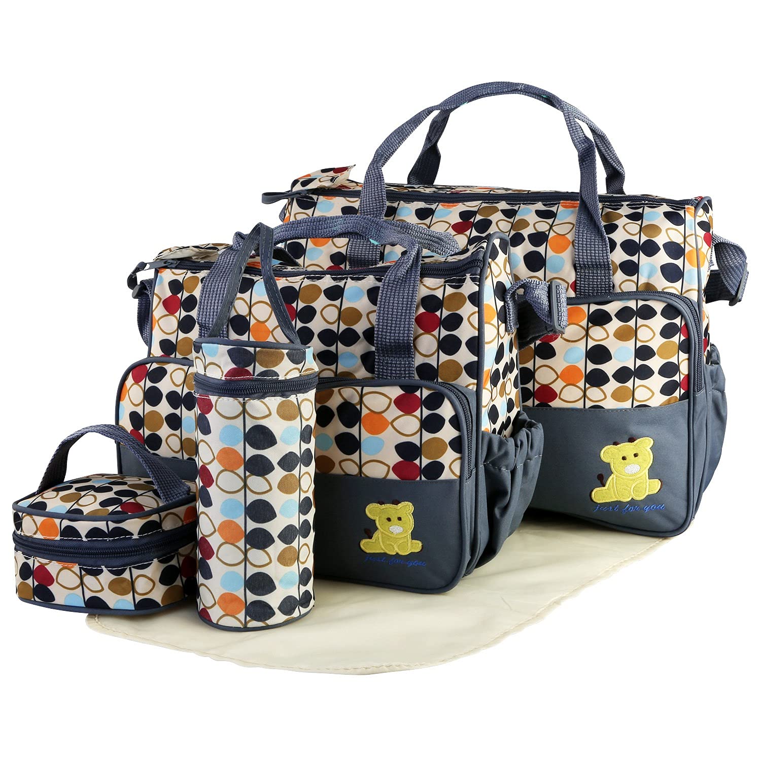 KOCASO 5Pcs diaper bag set large bag showing spacious main compartment for essentials