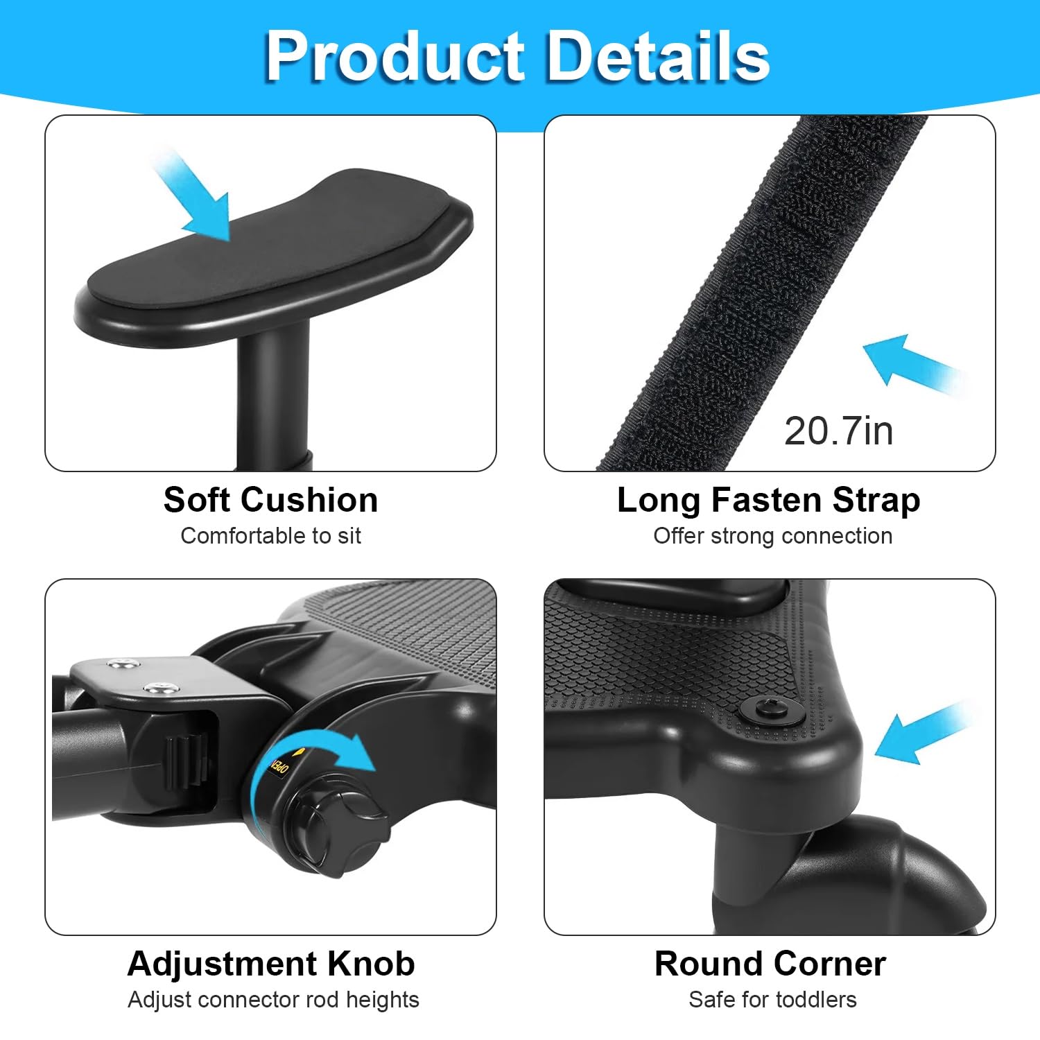 KOCASO detachable seat makes mall trips and parks more convenient.