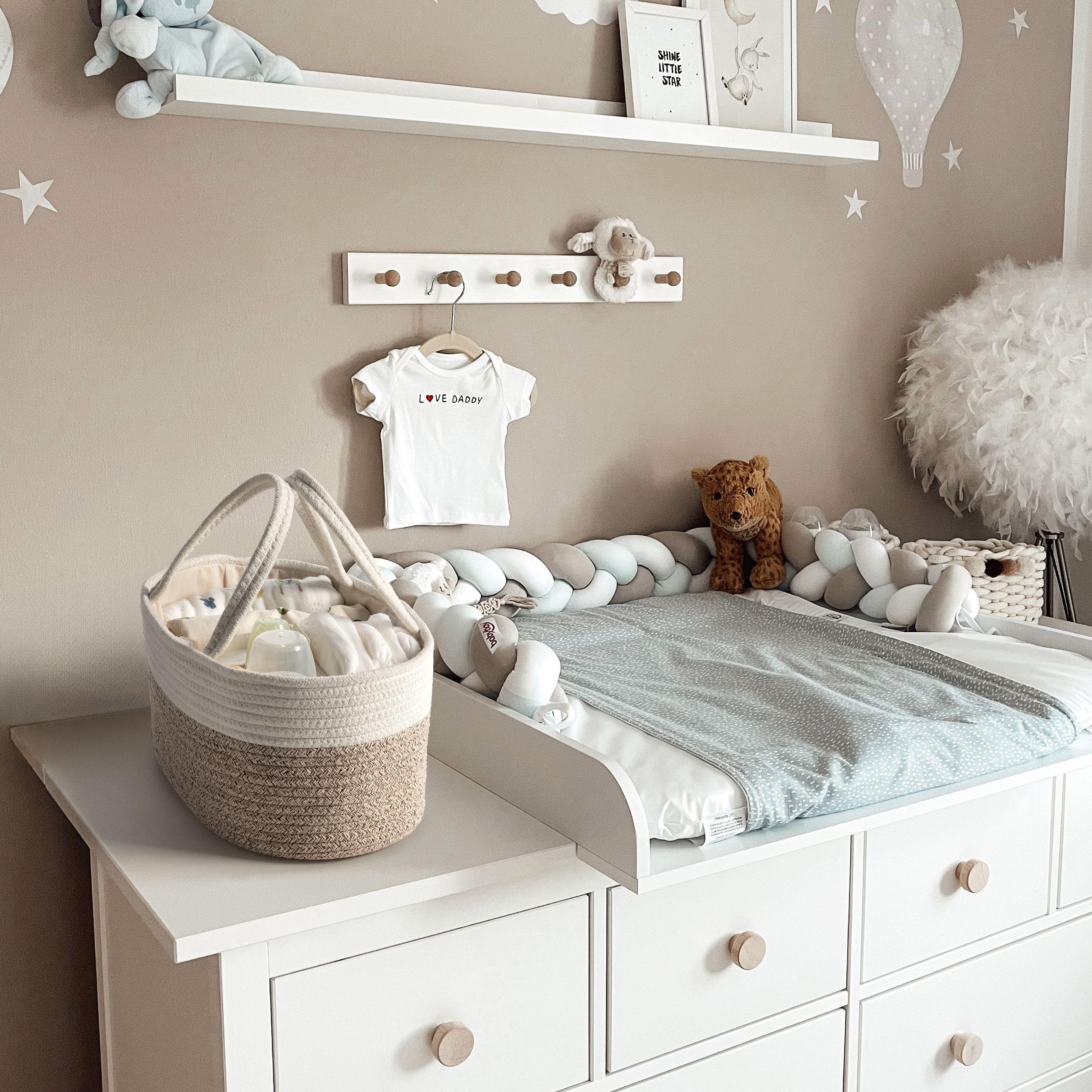 Kodomoore diaper caddy with sturdy handles for room-to-room transport.